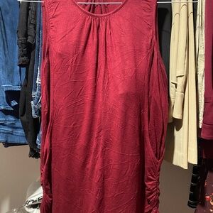 Sleeveless Red Ruched Dress